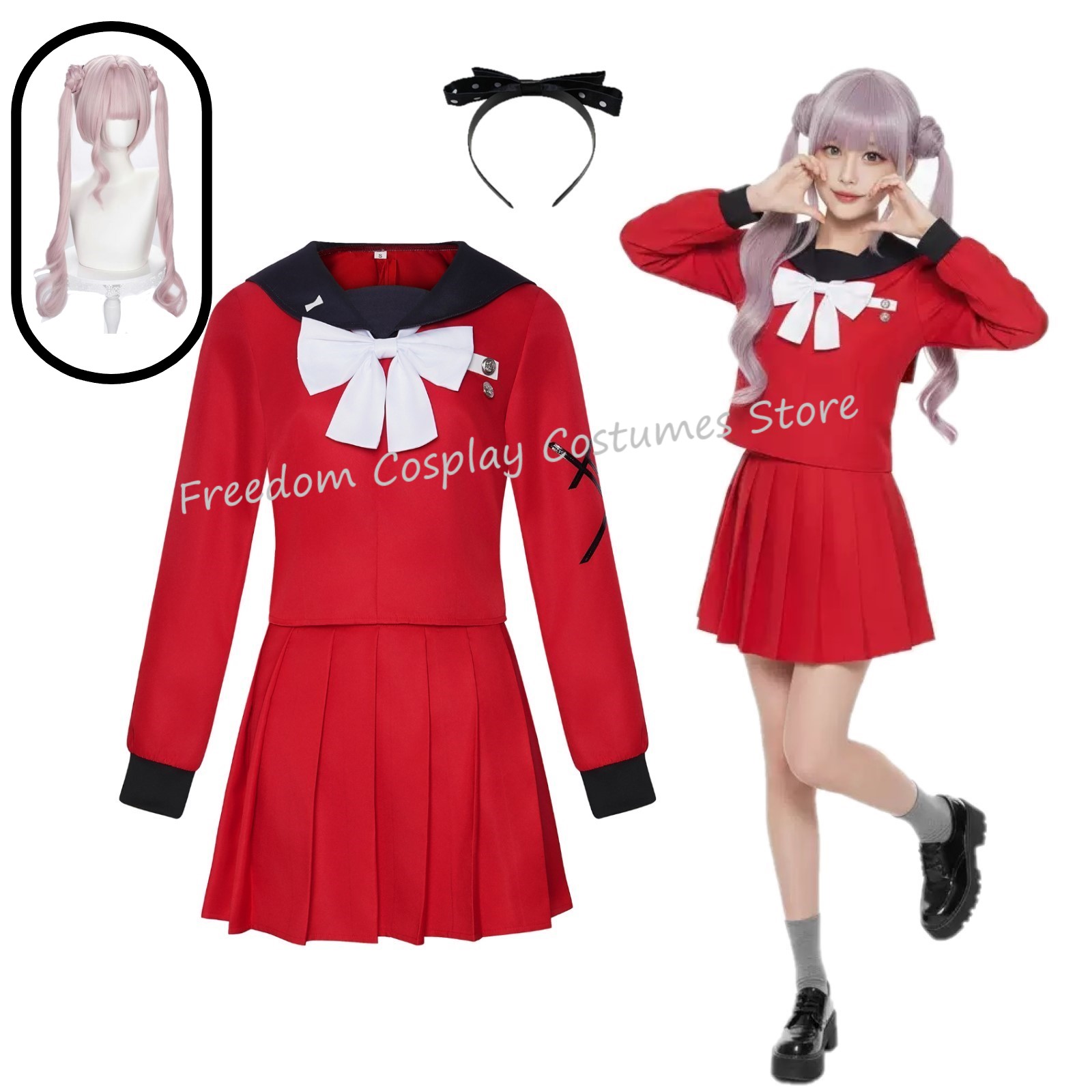 Women Fashion Reddit - เดอะ ฮันเดรด ไลน์ คาโกะ ซึคุมะคอสเพลย์ชุดวิกผมสีแดง JK