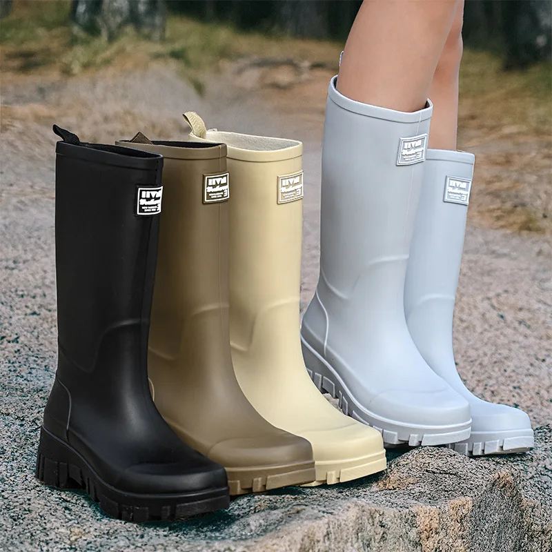 Women'S Fashion Rain Boots - รองเท้าบูทกันฝนแฟชั่นสําหรับผู้หญิงพื้นหนาอเนกประสงค์เวอร์ชั่นเกาหลีลื่นทนต่อการสึกหรอ, รองเท้ายางกลางแจ้งสําหรับผู้ใหญ่ลําลอง