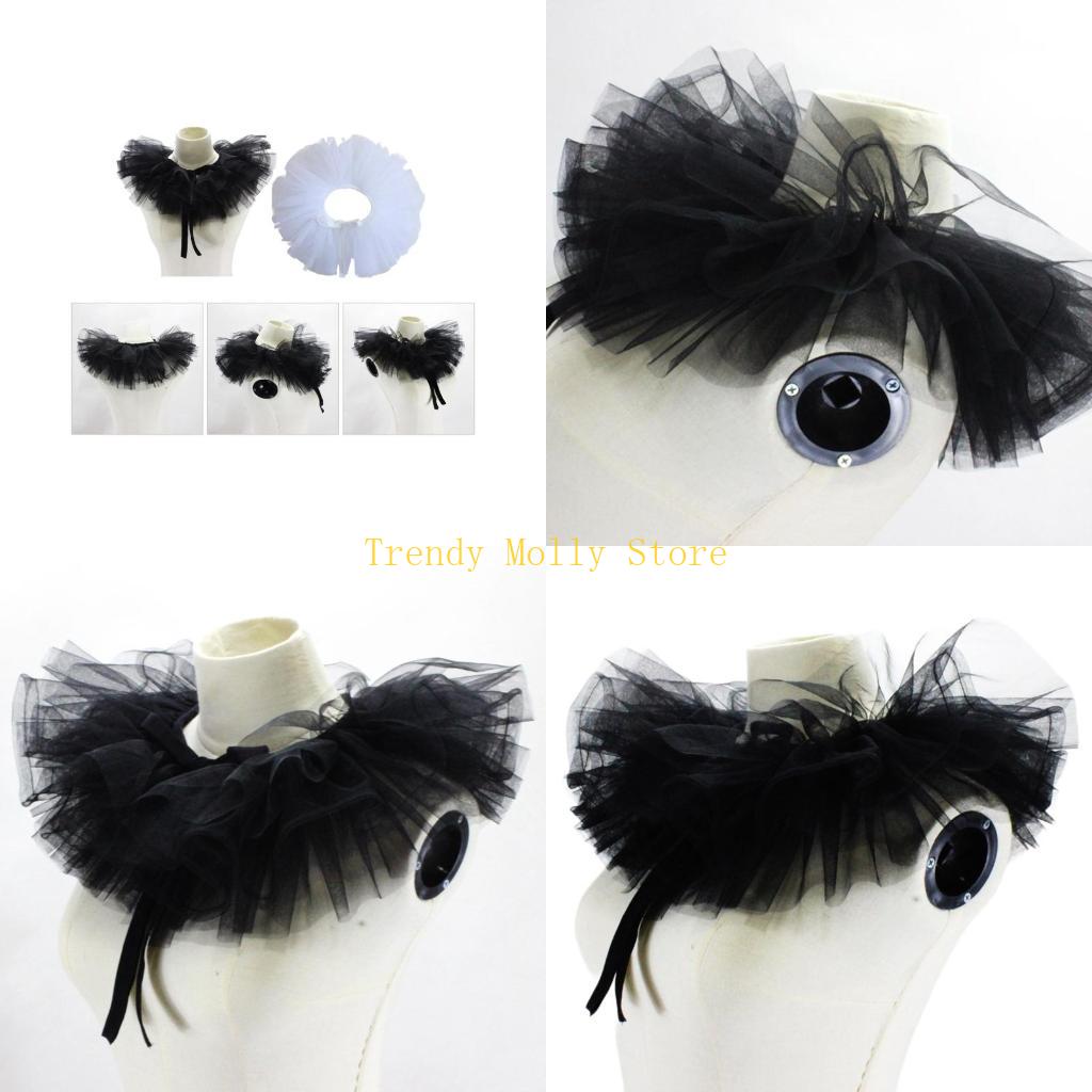 Women'S Fashion Victorian - N5KB สุภาพสตรีปลอมคอ Gothic Ruffled ปรับ Ruffle