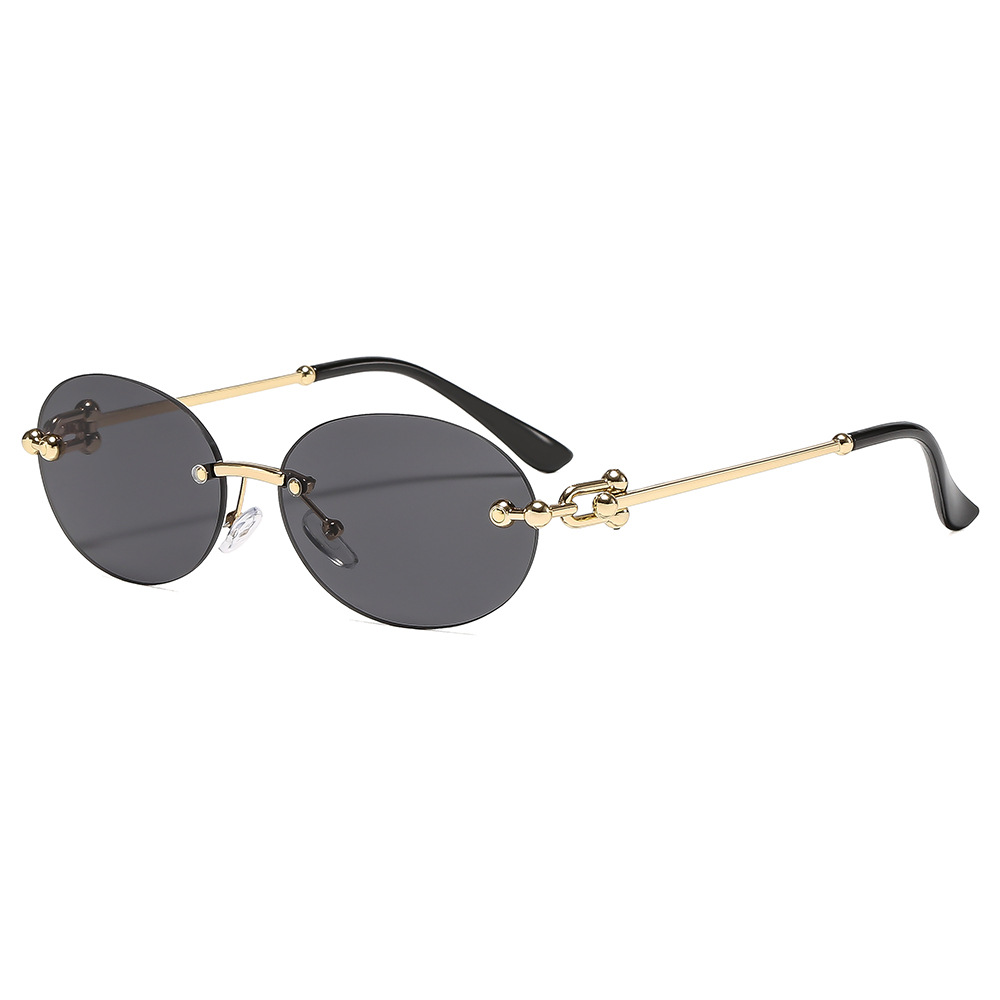 Women Fashion Glasses - ใหม่โลหะไร้กรอบรูปไข่แว่นตากันแดดผู้หญิงแบรนด์หรูออกแบบฤดูร้อนป้องกันแสงแดดซันนี่แมนแฟชั่นแว่นตากันแดด UV400