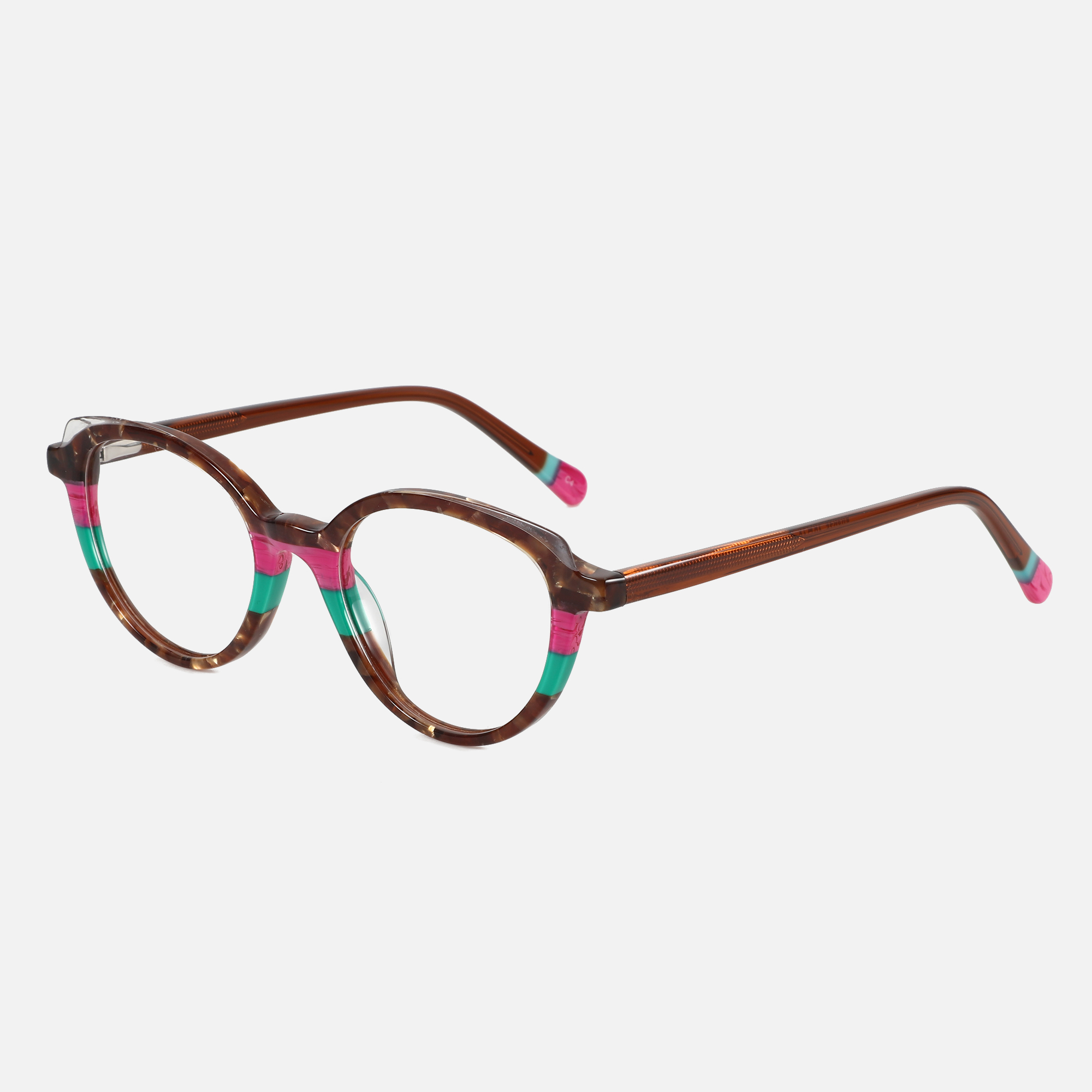 Women'S Fashion Glasses Non Prescription - ZENOTTIC ออกแบบผู้หญิงรูปไข่ Acetate กรอบแว่นตาแฟชั่นการพิมพ์แว่นตา Non-Prescription แว่นตา
