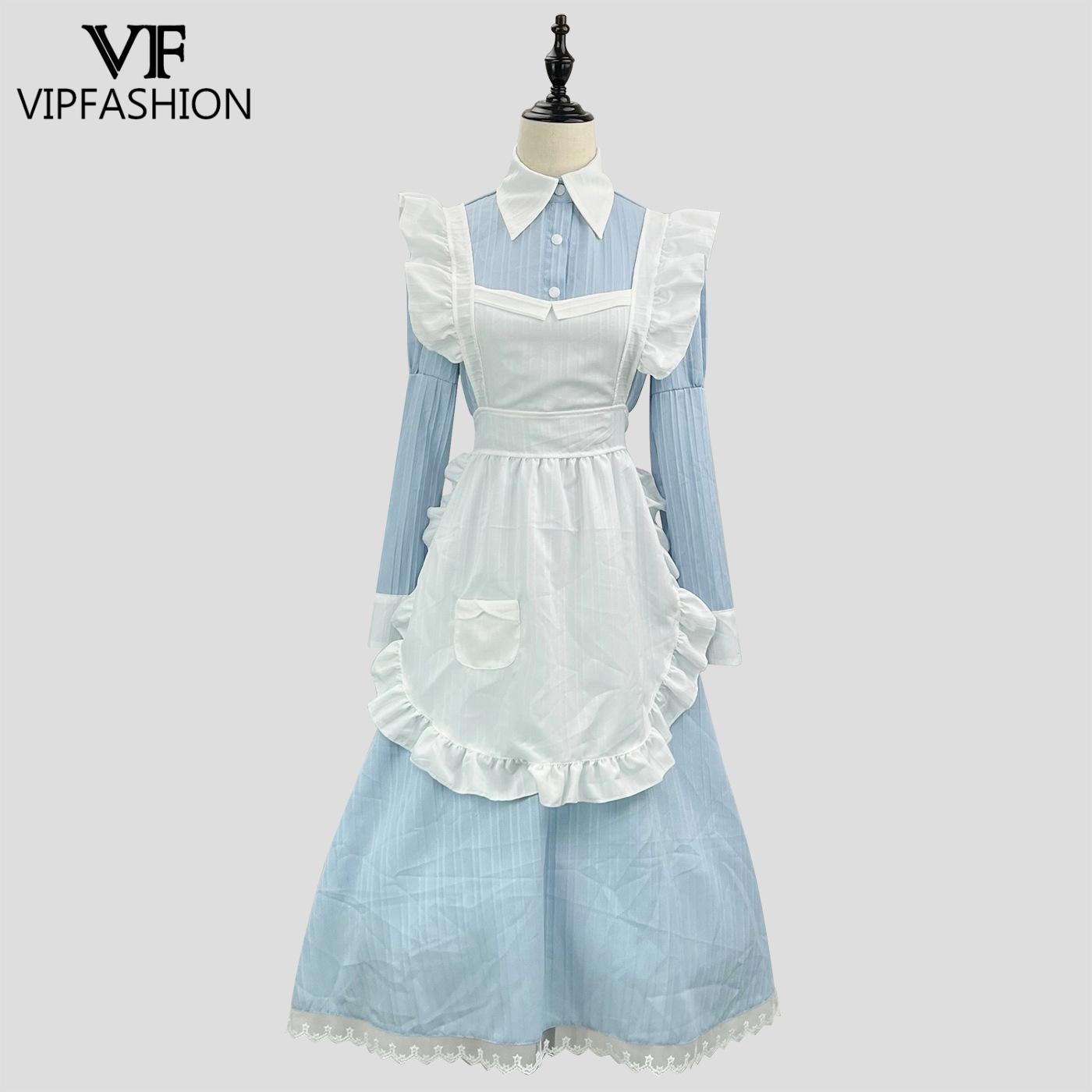 Women'S Fashion Victorian - VIP แฟชั่น Victorian ชุดแม่บ้าน Lolita คอสเพลย์เครื่องแต่งกายแบบดั้งเดิมอังกฤษยาวชุดผ้ากันเปื้อนลูกไม้