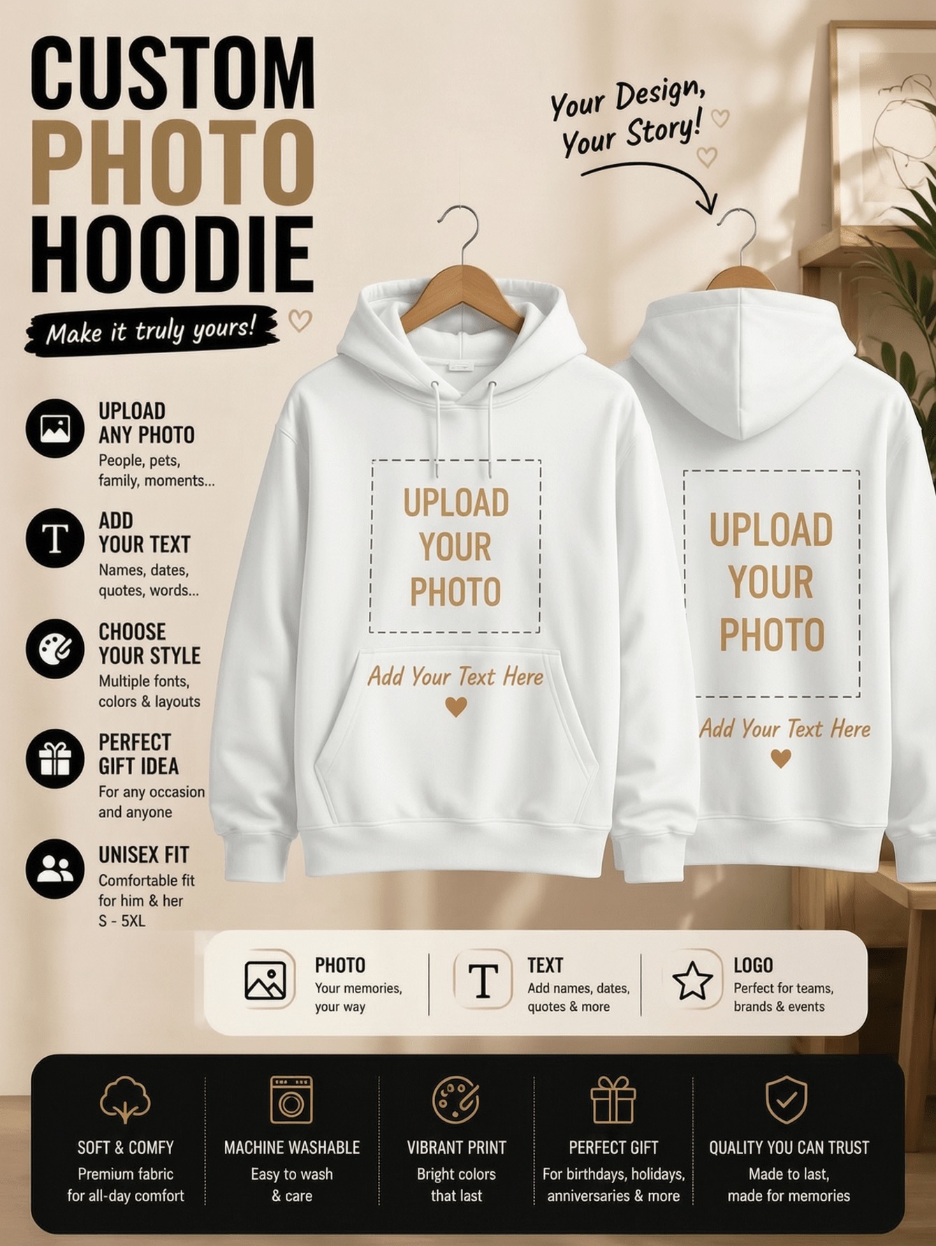 Hoodie Women Oversized - เสื้อฮู้ดผู้หญิงแบบสปอร์ตทรงโอเวอร์ไซส์สำหรับฤดูหนาว กระเป๋าเสื้อขนาดใหญ่ สามารถสกรีนโลโก้/ลายกราฟิกได้ตามต้องการ เสื้อพูลโอเวอร์ลำลองผ้าฟลีซ เสื้อผ้าผู้หญิง