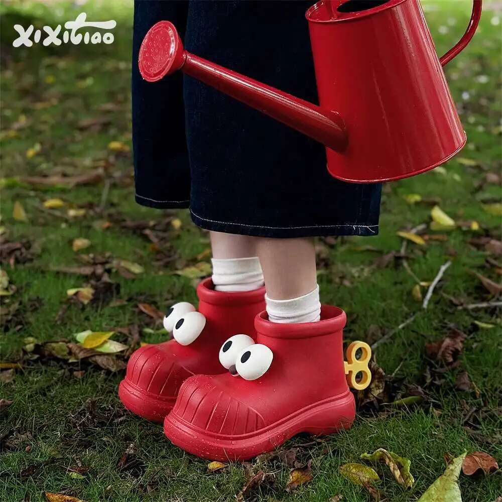 Women'S Fashion Rain Boots - ผู้หญิงรองเท้าฝนรอบ Toe Big Eyes รองเท้าฝนสําหรับผู้หญิงกลางแจ้ง,กันลื่น,กันน้ํา, น่ารัก
