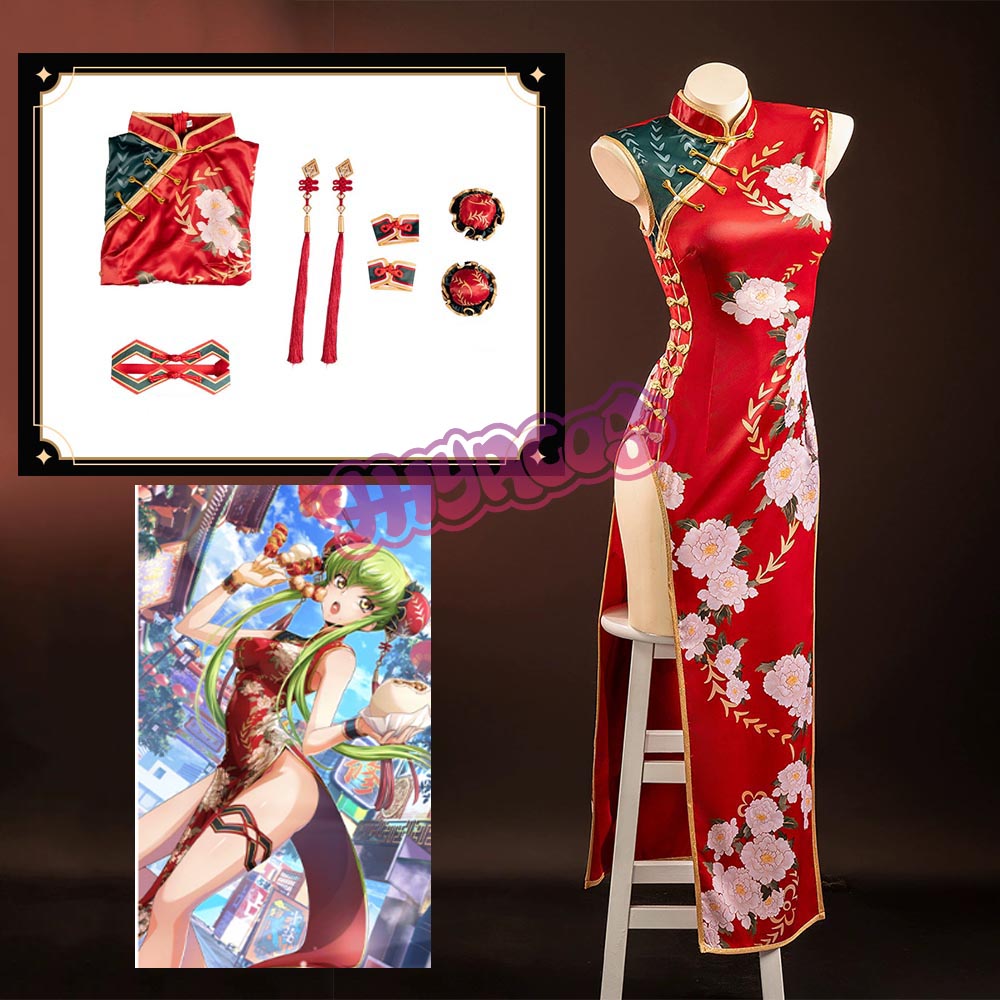 Women Fashion Reddit - อะนิเมะเซ็กซี่รหัส GEASS เลอช์แห่งการกบฏ C.C. คอสเพลย์เครื่องแต่งกายสไตล์จีนสีแดงกี่เพ้าชุดผู้หญิงคริสต์มาสชุด