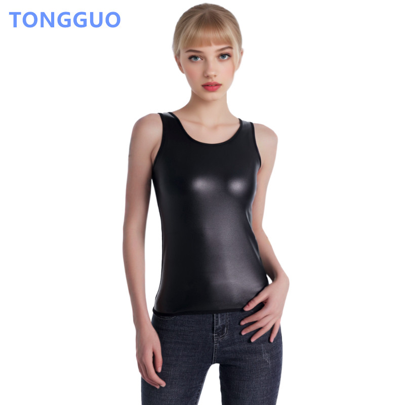 Women Fashion Styles - เสื้อกล้ามทรงเวสต์เทรนเนอร์รัดเอว คอโอ แขนกุด หนังเทียม ทรงเข้ารูป สไตล์ใหม่