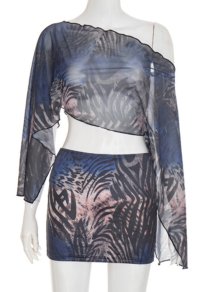 ชุดเซ็ตสองชิ้นผ้าตาข่ายแบบไหล่ - Tie Dye Two Piece บทวิจารณ์และราคา