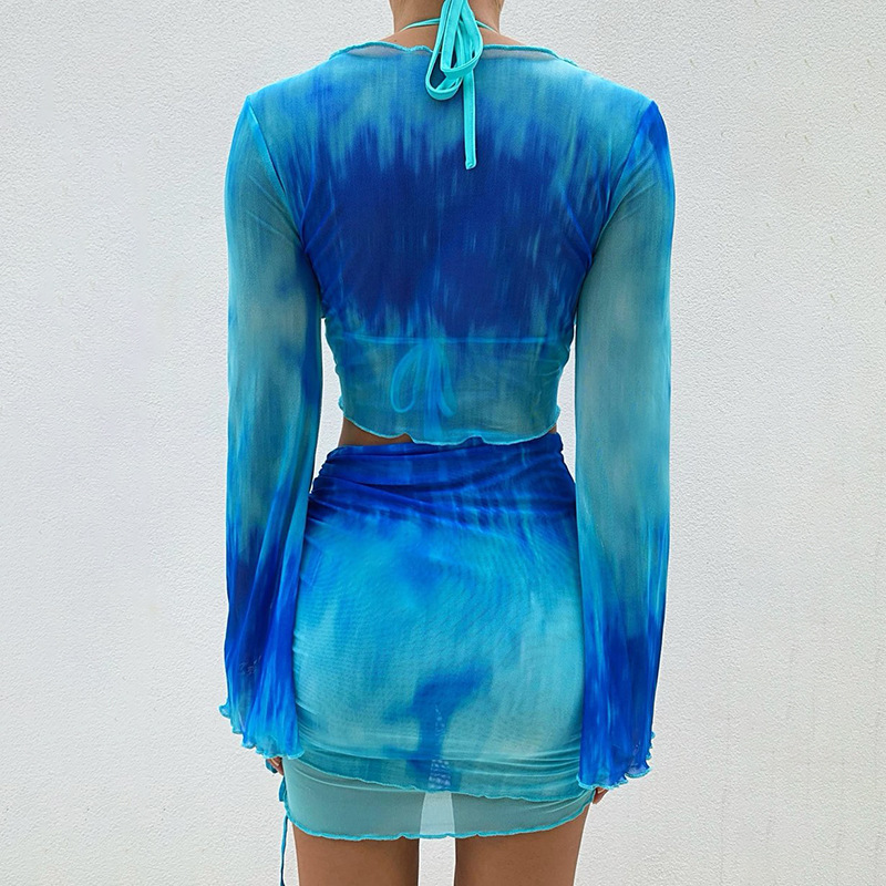 Nsangu เซ็กซี่สองชิ้นชุด Blue  - Tie Dye Two Piece บทวิจารณ์และราคา