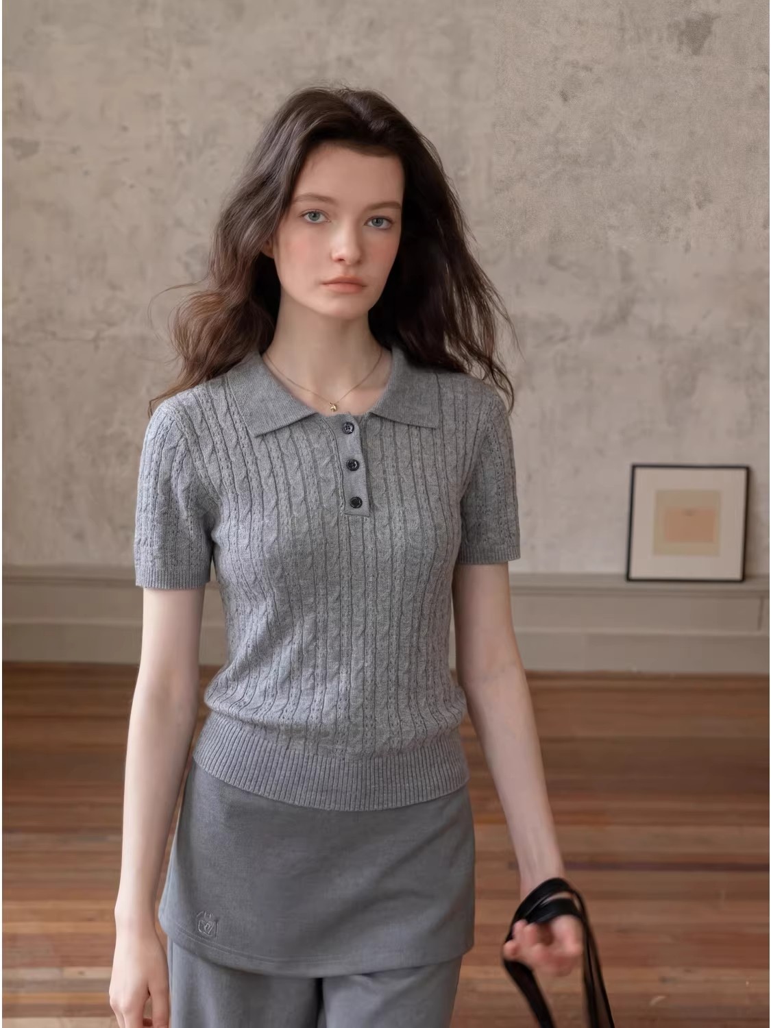 เสื้อโปโลถักลายเกลียวสไตล์ลำลอ - Women Fashion Styles บทวิจารณ์และราคา