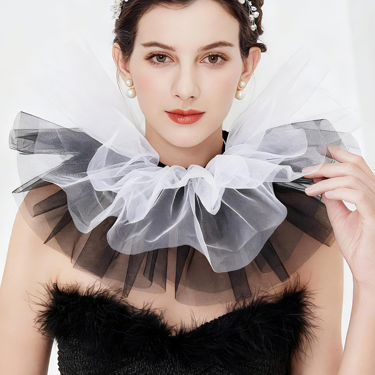 ปกคอระบายผ้าทูลล์แฟชั่นสำหรับผ - Women'S Fashion Victorian บทวิจารณ์และราคา