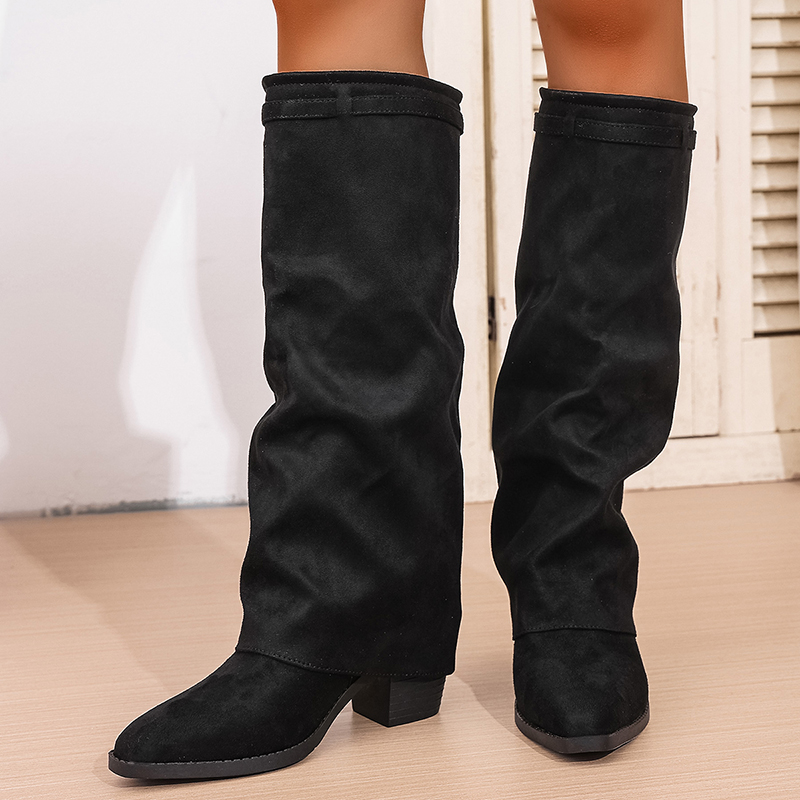 แฟชั่นลื่นบนรองเท้าส้นสูงเข่าร - Winter Fashion Women Boots บทวิจารณ์และราคา