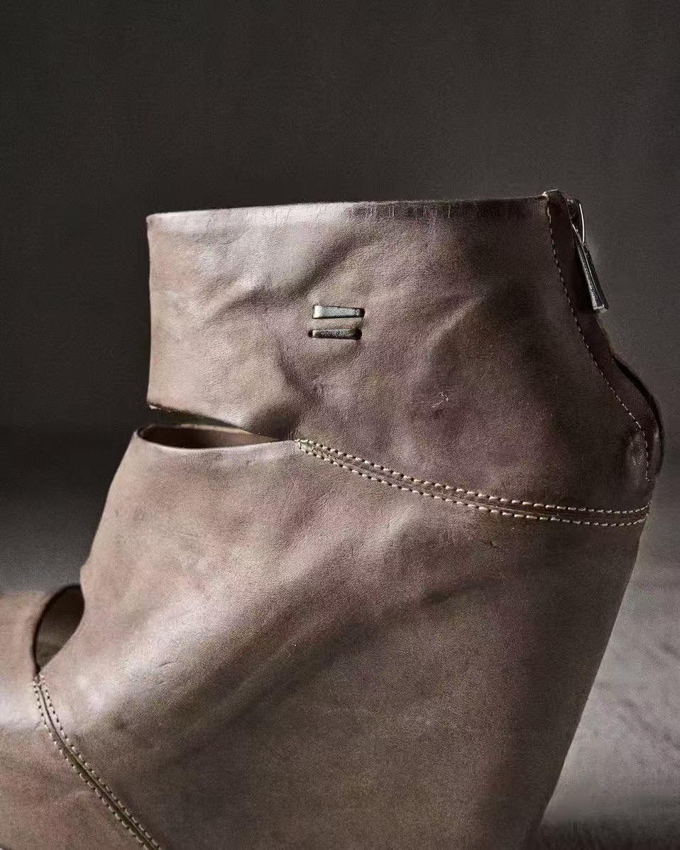 รองเท้าบูทส้นเตารีดหนังสีเทาสไ - Women'S Fashion Boots บทวิจารณ์และราคา