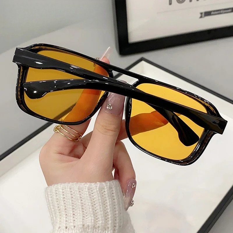 แว่นกันแดดทรงสี่เหลี่ยมแบบสองบ - Women Fashion Glasses บทวิจารณ์และราคา