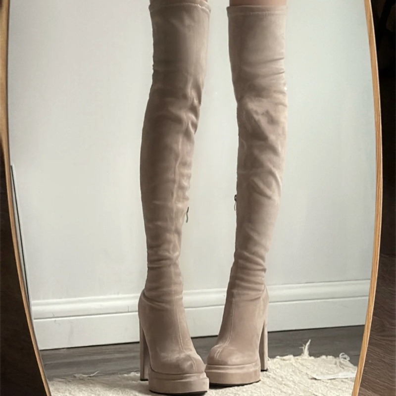 รองเท้าบูทสูงเหนือเข่าสำหรับผู - Women Fashion Online บทวิจารณ์และราคา