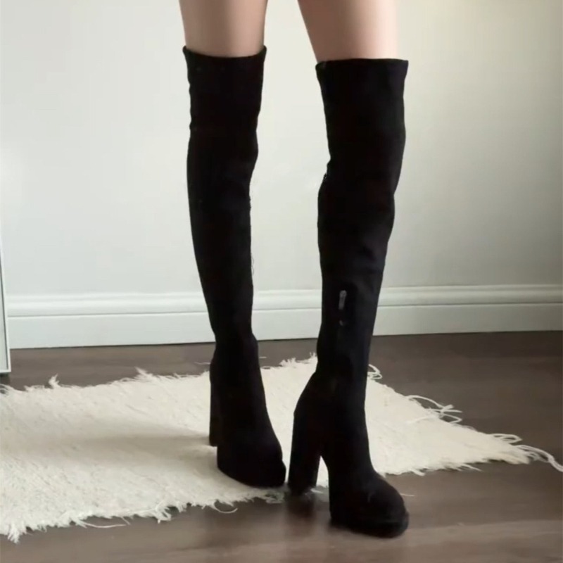 รองเท้าบูทสูงเหนือเข่าสำหรับผู - Women Fashion Online บทวิจารณ์และราคา