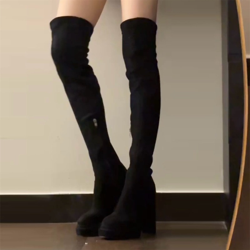รองเท้าบูทสูงเหนือเข่าสำหรับผู - Women Fashion Online บทวิจารณ์และราคา