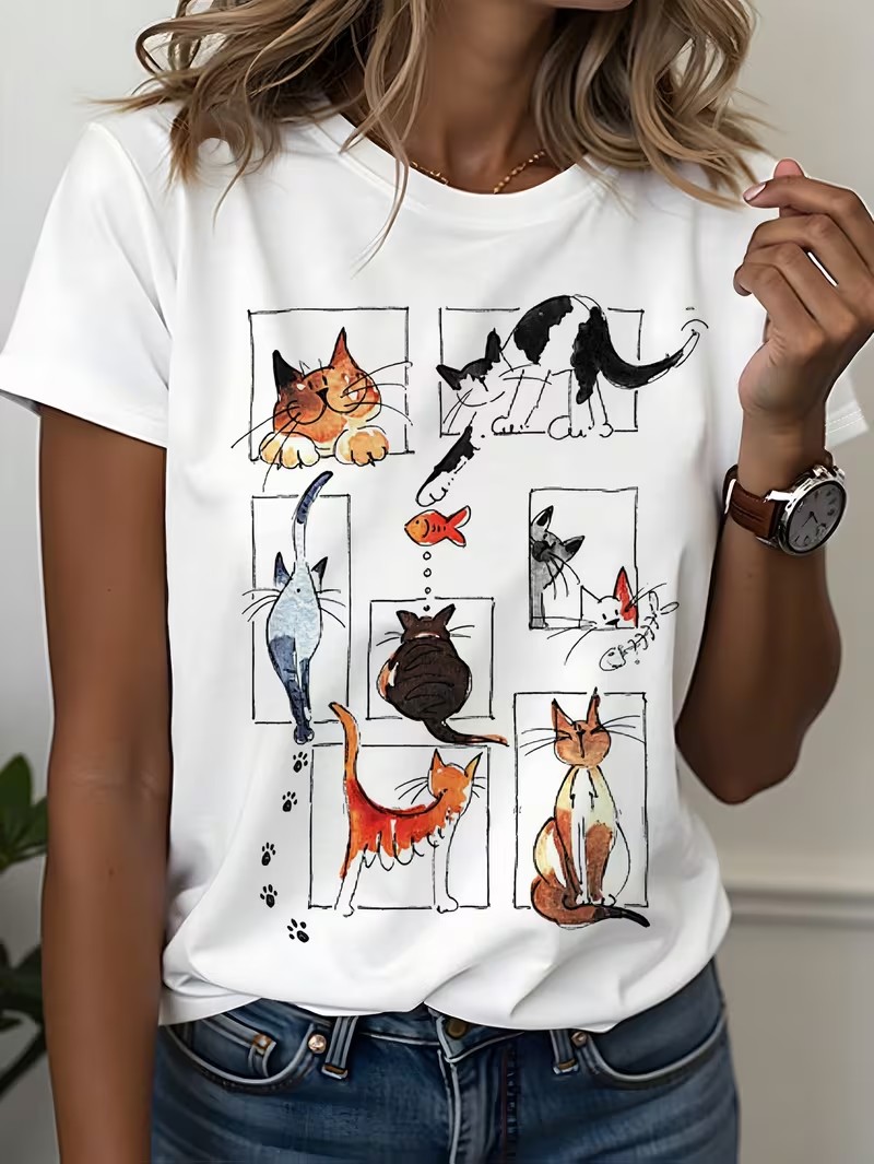 เสื้อยืดลำลองสไตล์ 90s สำหรับผ - Women Fashion Pose บทวิจารณ์และราคา