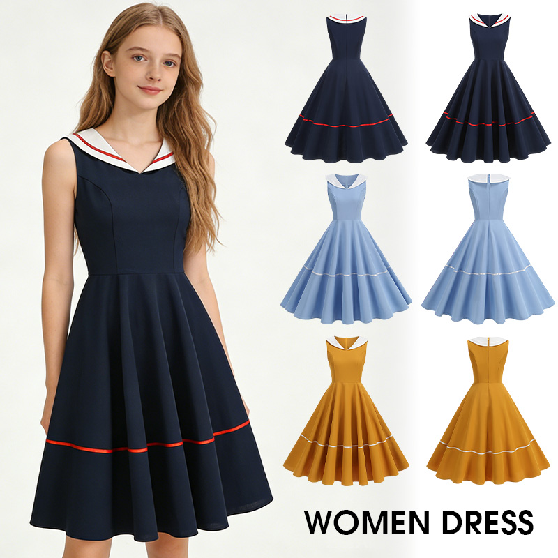 เดรสสไตล์เรโทรสีกรมท่า ฤดูร้อน - Women'S Fashion In The 50S บทวิจารณ์และราคา