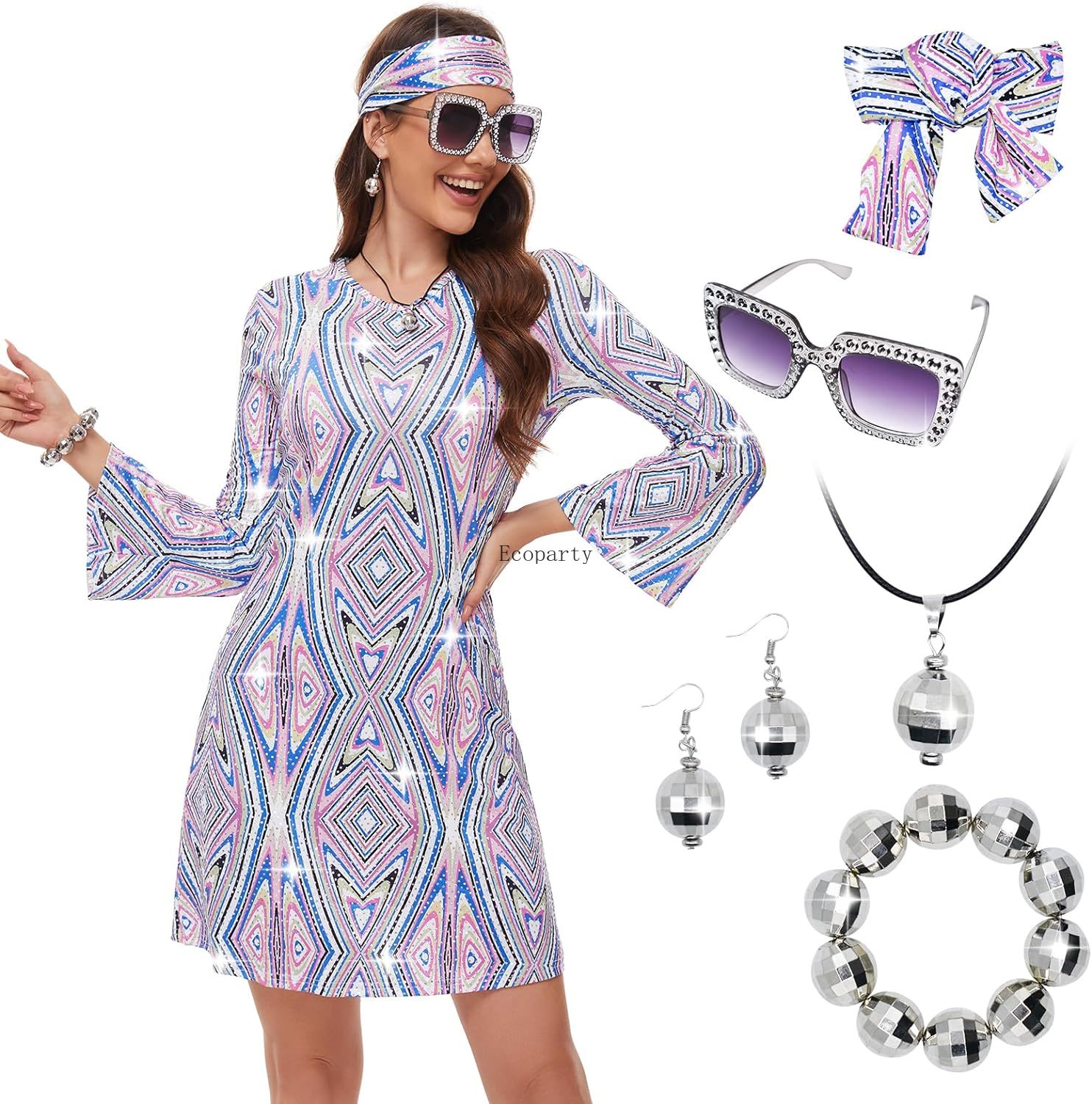 Disfraz 70s ผู้หญิงดิสโก้ชุด H - Women'S Fashion From The 70S บทวิจารณ์และราคา