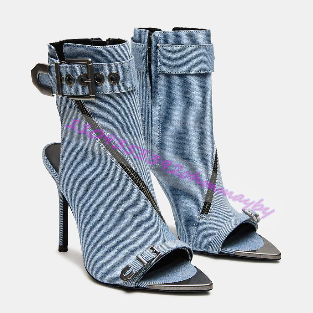 รองเท้าบูทหัวแหลมสีน้ำเงินเดนิ - Women'S Fashion Boots บทวิจารณ์และราคา