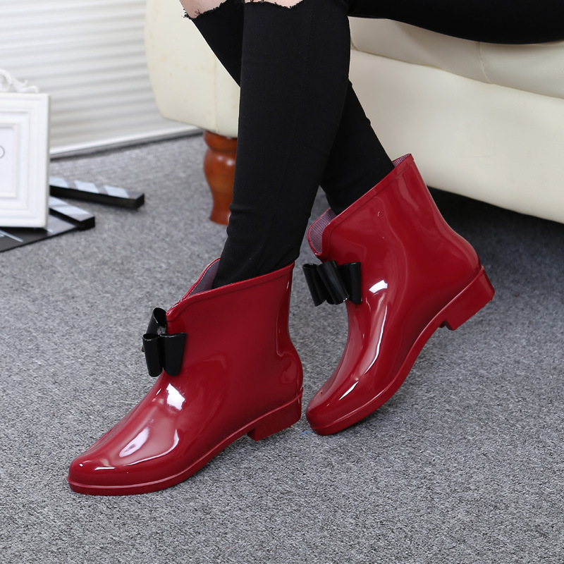 ผู้หญิงดอกไม้ Bowtie ข้อเท้า B - Women'S Fashion Rain Boots บทวิจารณ์และราคา