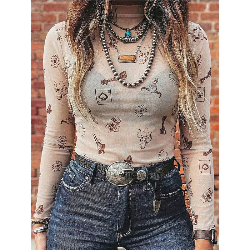 เสื้อยืดแขนยาวคอเต่าตาข่ายสไตล - Women Fashion Styles บทวิจารณ์และราคา