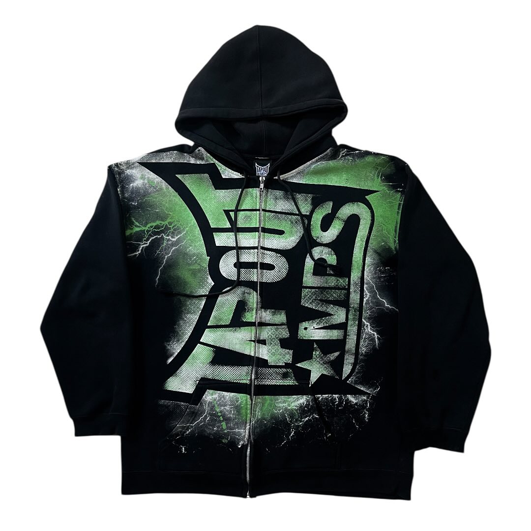 VintageสีเขียวTapoutพิมพ์ซิปHo - Hoodie Women Oversized บทวิจารณ์และราคา