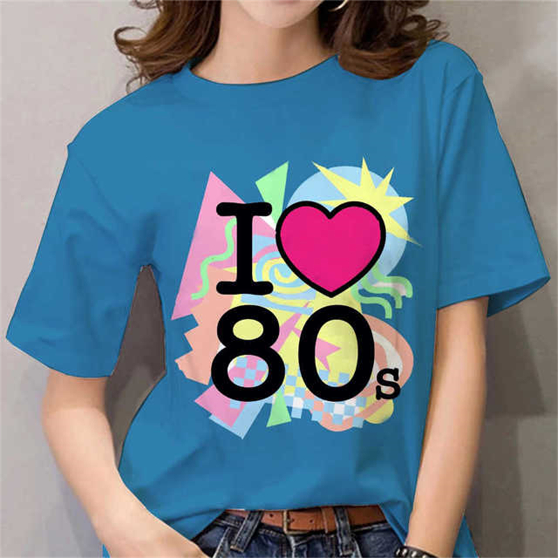 เสื้อยืดผู้หญิงสไตล์ยุค 80 สีด - Women Fashion 80S บทวิจารณ์และราคา
