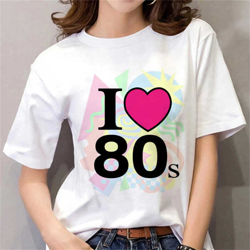 เสื้อยืดผู้หญิงสไตล์ยุค 80 สีด - Women Fashion 80S บทวิจารณ์และราคา