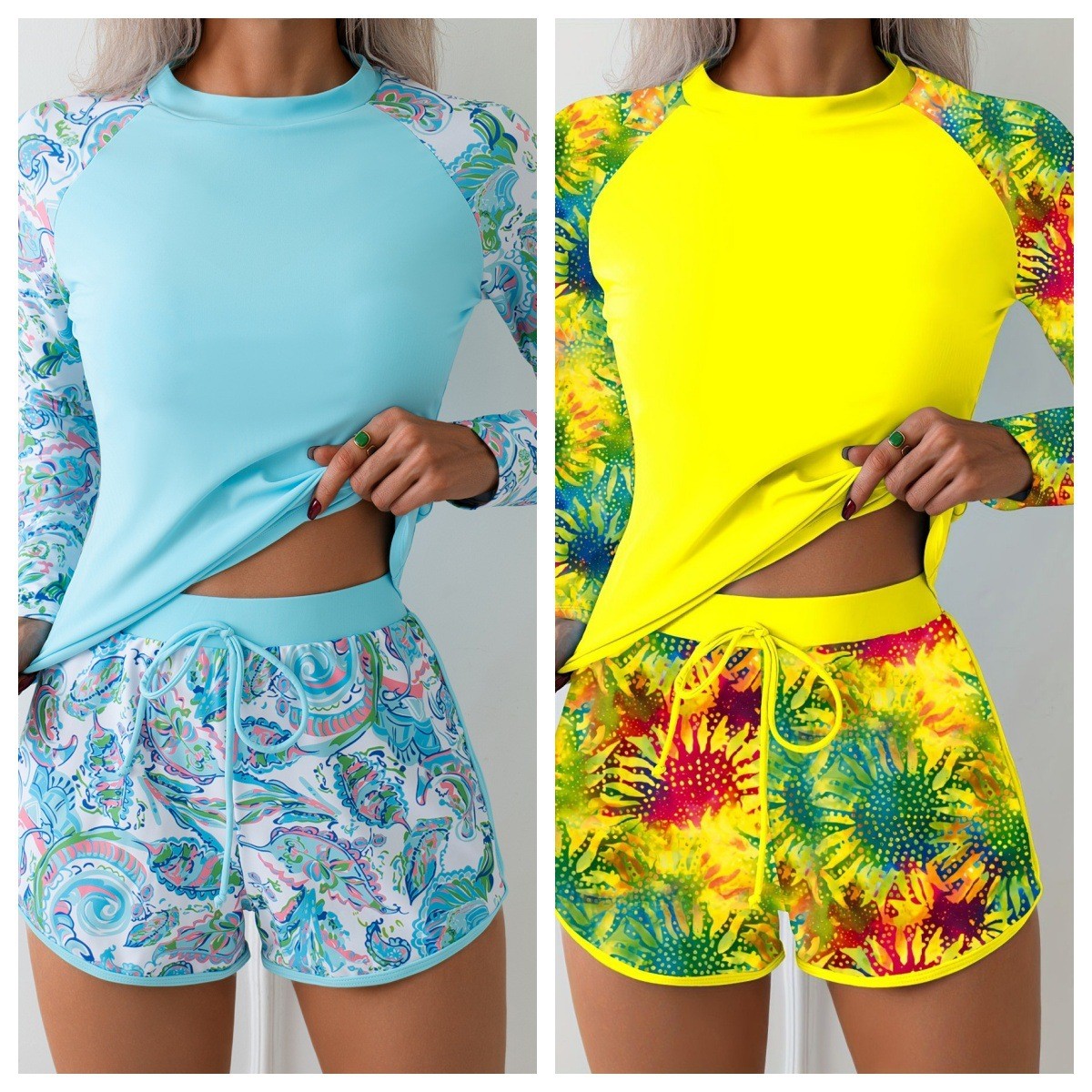 ชุดว่ายน้ำผู้หญิง ท็อปแขนยาวแบ - Crop Top Women บทวิจารณ์และราคา