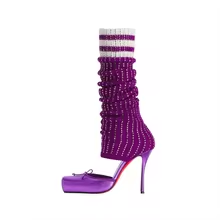 รองเท้าส้นสูงแบบสวมทรงสี่เหลี่ - Women'S Fashion Boots บทวิจารณ์และราคา